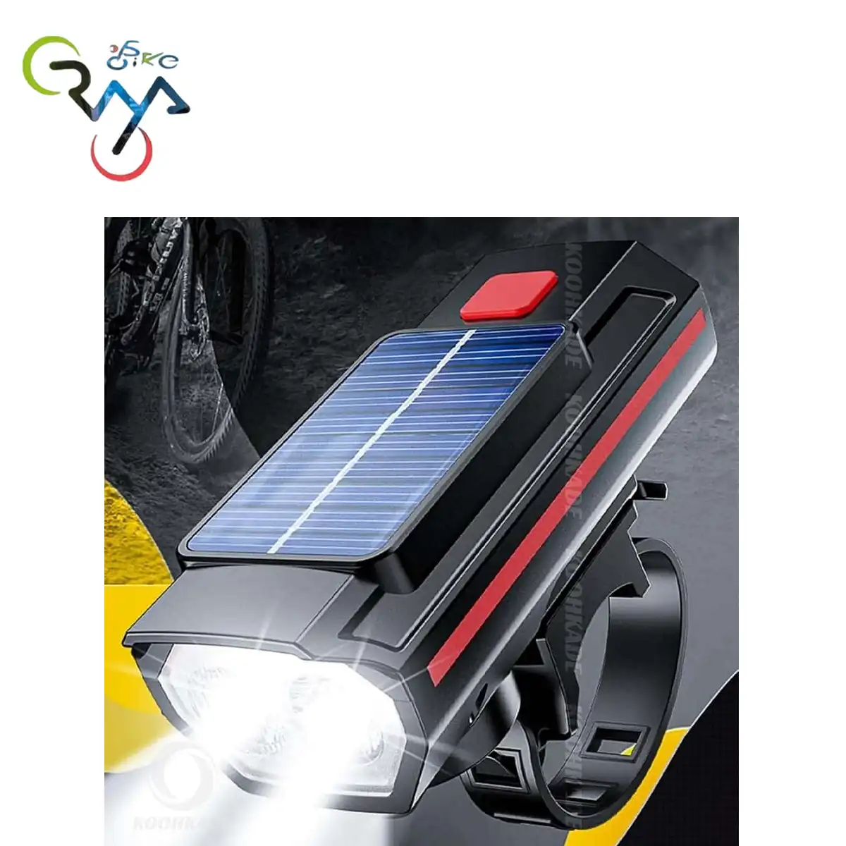 چراغ جلو دوچرخه بوق دار شارژی خورشیدی مدل نیترو NITRO